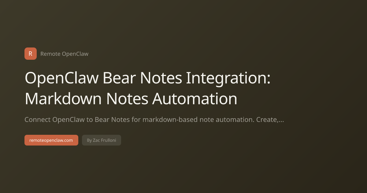 OpenClaw Bear Notes Integration: Markdown Notes Automation